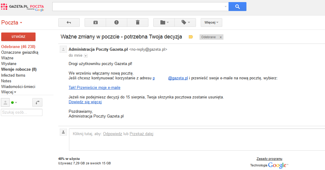 Gazeta.pl treść maila